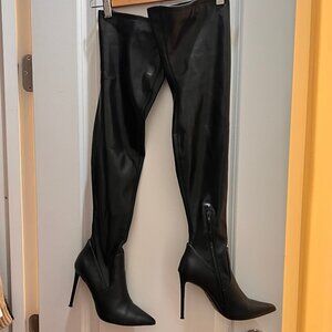 Steve Madden VAVA BLACK PARIS Thigh High Vegan Leather Boots
